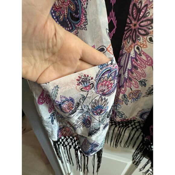 DESIGUAL NWT $159 Williamson Fringed Floral Kimono Top Size XS - Picture 11 of 12